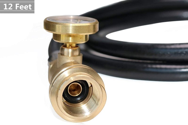 DOZYANT 12 Feet Propane Hose with Gauge,Include Tank Adapter Converts POL 100 lb LP Tank to QCC1 for Gas Grill, Stove and More Propane Appliances - Image 5